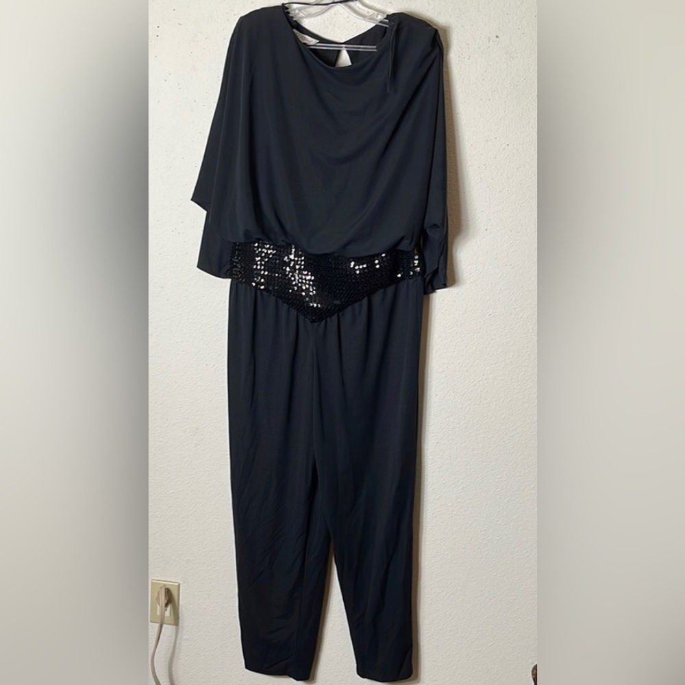 1970s Michael Maiello for Pat Richards Black jumpsuit with Sequins 12